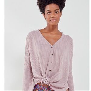jojo oversized thermal button front top